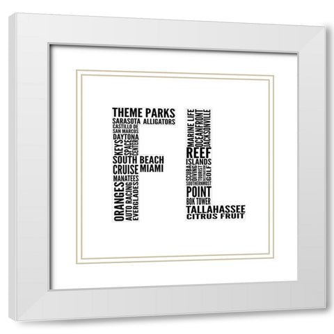 FL Type White Modern Wood Framed Art Print with Double Matting by SD Graphics Studio