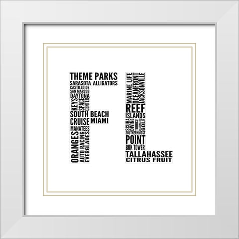 FL Type White Modern Wood Framed Art Print with Double Matting by SD Graphics Studio