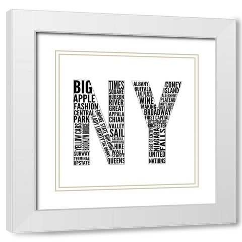 NY Type White Modern Wood Framed Art Print with Double Matting by SD Graphics Studio