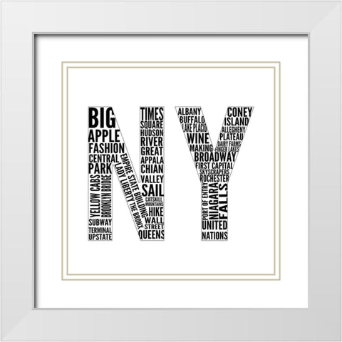 NY Type White Modern Wood Framed Art Print with Double Matting by SD Graphics Studio