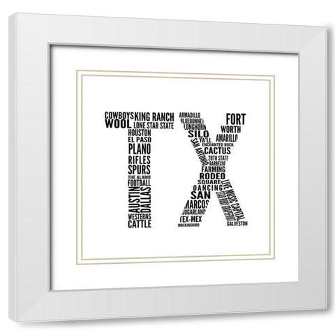TX Type White Modern Wood Framed Art Print with Double Matting by SD Graphics Studio