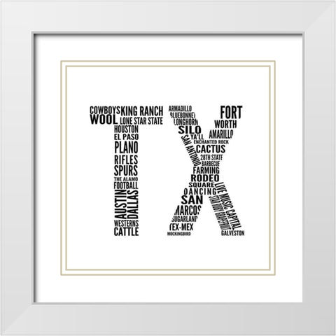 TX Type White Modern Wood Framed Art Print with Double Matting by SD Graphics Studio