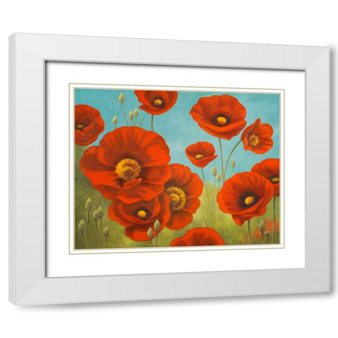 Field of Poppies I White Modern Wood Framed Art Print with Double Matting by Rhyan, Vivien