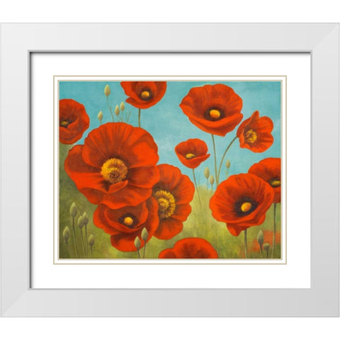 Field of Poppies I White Modern Wood Framed Art Print with Double Matting by Rhyan, Vivien