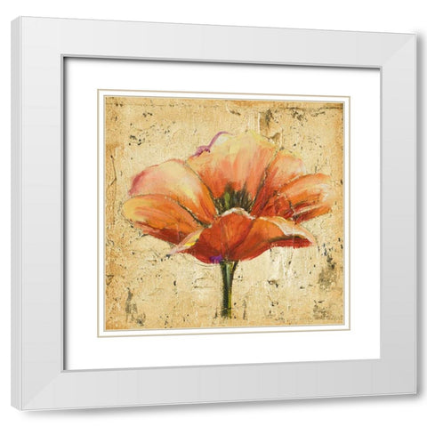 Poppy III White Modern Wood Framed Art Print with Double Matting by Pinto, Patricia
