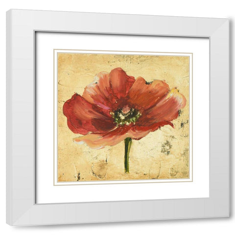 Poppy IV White Modern Wood Framed Art Print with Double Matting by Pinto, Patricia