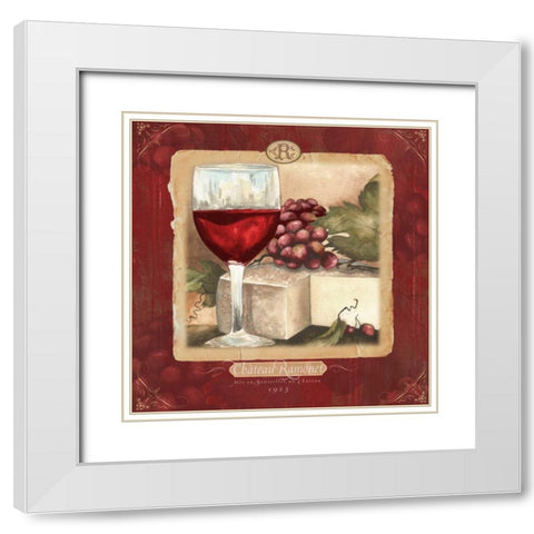 Wine and Cheese I White Modern Wood Framed Art Print with Double Matting by Medley, Elizabeth