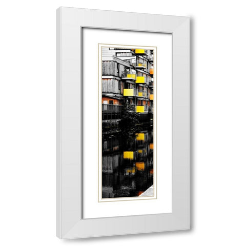Reflecting Lofts I White Modern Wood Framed Art Print with Double Matting by Peck, Gail