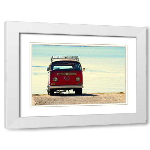 Beach Ride with Emblem White Modern Wood Framed Art Print with Double Matting by Peck, Gail