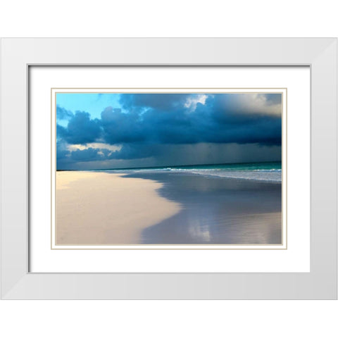 Blue Sky Beach II White Modern Wood Framed Art Print with Double Matting by Rodriguez, Jairo
