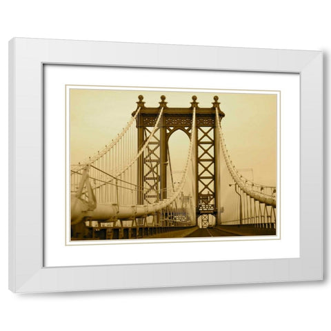 New York Bridge I White Modern Wood Framed Art Print with Double Matting by Rodriguez, Jairo