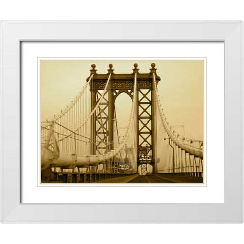 New York Bridge I White Modern Wood Framed Art Print with Double Matting by Rodriguez, Jairo