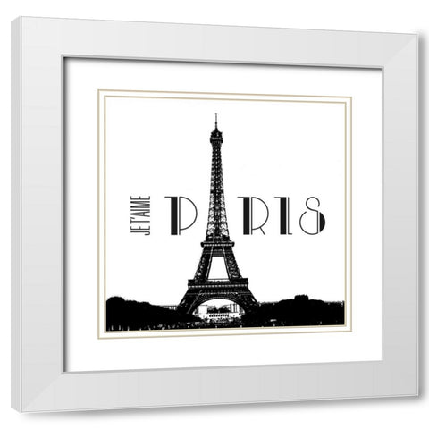 Je Taime Paris White Modern Wood Framed Art Print with Double Matting by Navas, Emily