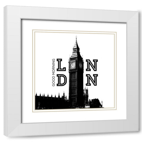 Good Morning London White Modern Wood Framed Art Print with Double Matting by Navas, Emily