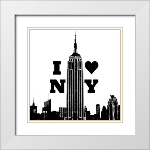 I Heart NY Border White Modern Wood Framed Art Print with Double Matting by Navas, Emily