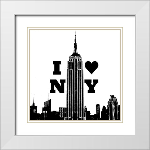 I Heart NY White Modern Wood Framed Art Print with Double Matting by Navas, Emily