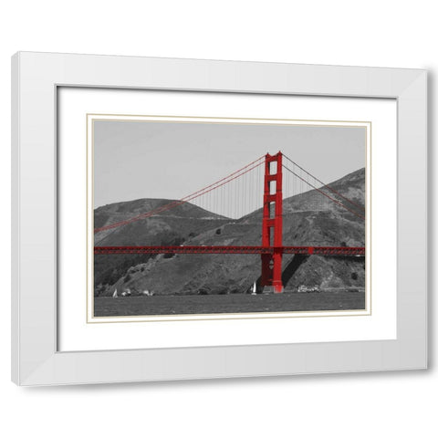 Golden Gate Bridge with Red Pop Border White Modern Wood Framed Art Print with Double Matting by Navas, Emily