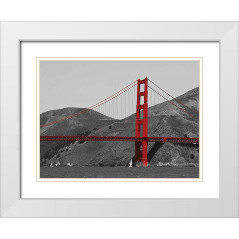 Golden Gate Bridge with Red Pop Border White Modern Wood Framed Art Print with Double Matting by Navas, Emily