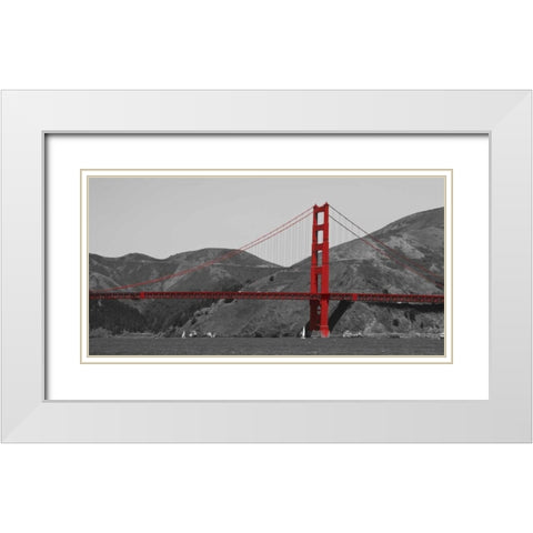 Golden Gate Bridge with Red Pop White Modern Wood Framed Art Print with Double Matting by Navas, Emily