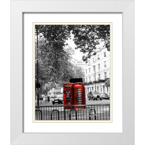 Telephone White Modern Wood Framed Art Print with Double Matting by Navas, Emily