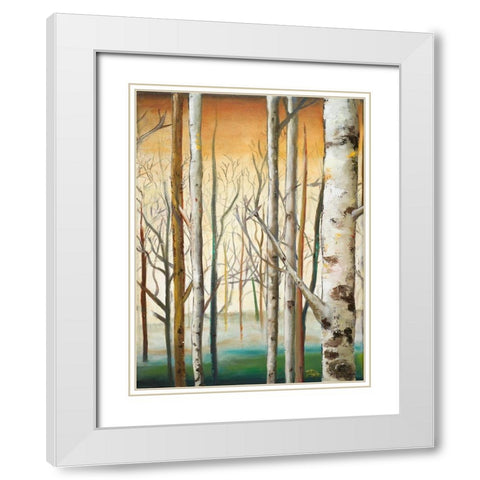 Gold Birch Forest II White Modern Wood Framed Art Print with Double Matting by Pinto, Patricia