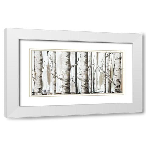 White Birch Forest White Modern Wood Framed Art Print with Double Matting by Pinto, Patricia