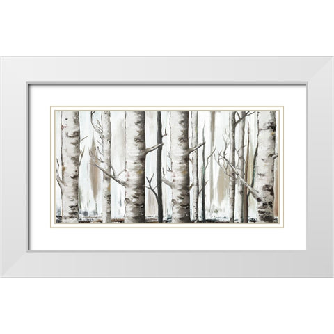White Birch Forest White Modern Wood Framed Art Print with Double Matting by Pinto, Patricia