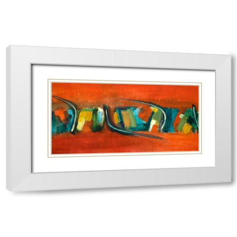 Orange Rhythm White Modern Wood Framed Art Print with Double Matting by Loreth, Lanie