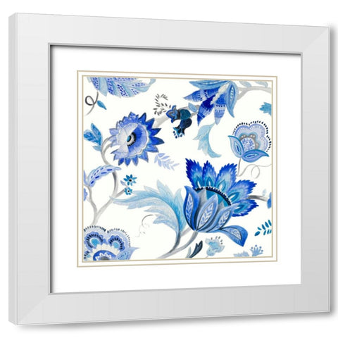 Capri Floral I White Modern Wood Framed Art Print with Double Matting by Loreth, Lanie