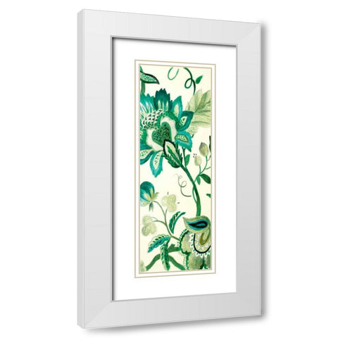 Green Capri Floral II White Modern Wood Framed Art Print with Double Matting by Loreth, Lanie