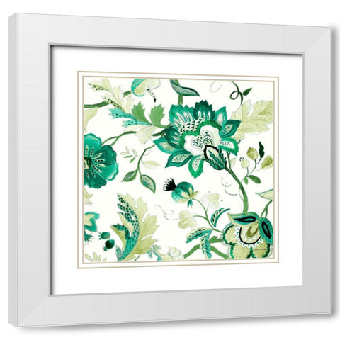 Green Capri Floral II White Modern Wood Framed Art Print with Double Matting by Loreth, Lanie