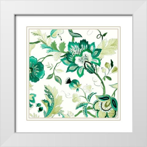 Green Capri Floral II White Modern Wood Framed Art Print with Double Matting by Loreth, Lanie