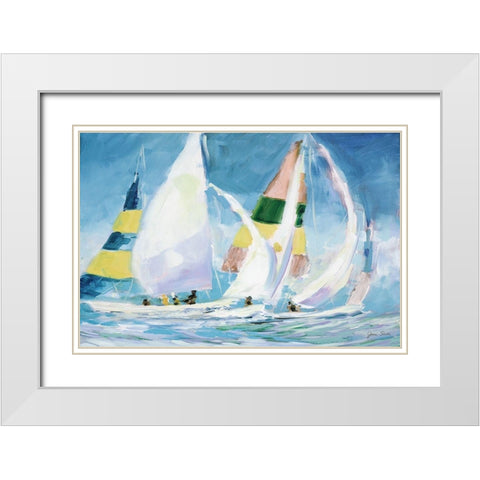 Sailing Away I White Modern Wood Framed Art Print with Double Matting by Slivka, Jane