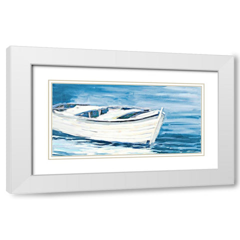 Shoreside Boat White Modern Wood Framed Art Print with Double Matting by Slivka, Jane
