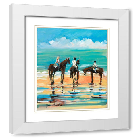 Horses on the Beach White Modern Wood Framed Art Print with Double Matting by Slivka, Jane