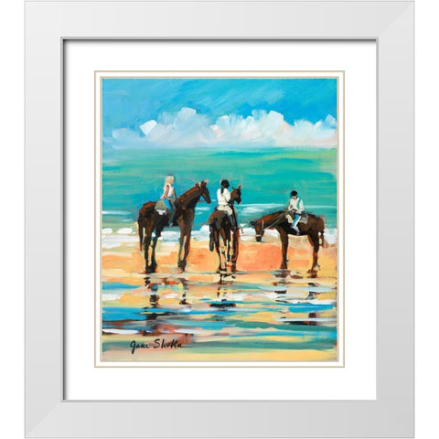 Horses on the Beach White Modern Wood Framed Art Print with Double Matting by Slivka, Jane