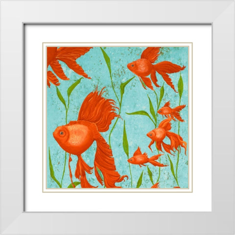 School of Fish I White Modern Wood Framed Art Print with Double Matting by Ritter, Gina