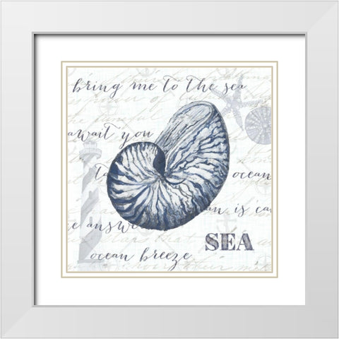 Indigo Shell II White Modern Wood Framed Art Print with Double Matting by Ritter, Gina