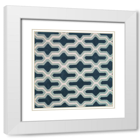 Blue Lattice Pattern I White Modern Wood Framed Art Print with Double Matting by Loreth, Lanie