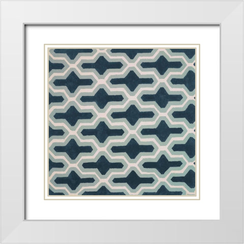 Blue Lattice Pattern I White Modern Wood Framed Art Print with Double Matting by Loreth, Lanie