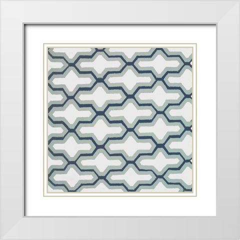 Blue Lattice Pattern II White Modern Wood Framed Art Print with Double Matting by Loreth, Lanie