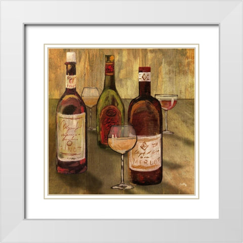 Bottle of Wine I White Modern Wood Framed Art Print with Double Matting by Medley, Elizabeth