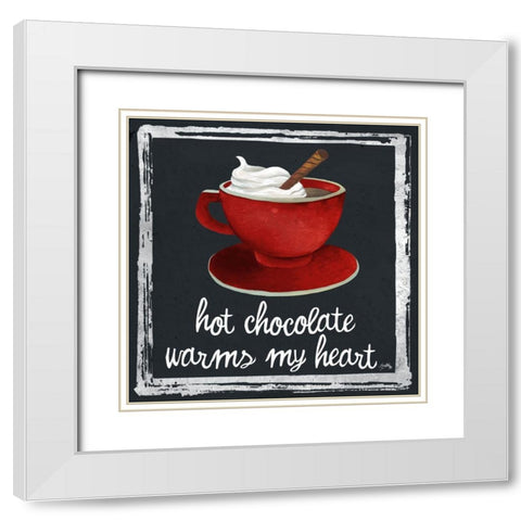 Whimsical Hot Cocoa Holiday II White Modern Wood Framed Art Print with Double Matting by Medley, Elizabeth