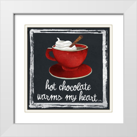 Whimsical Hot Cocoa Holiday II White Modern Wood Framed Art Print with Double Matting by Medley, Elizabeth