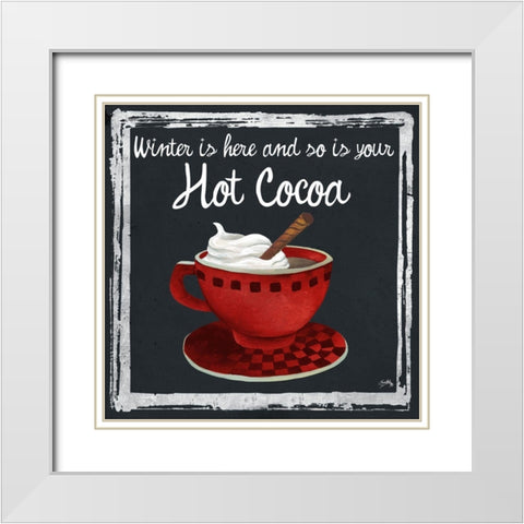 Whimsical Hot Cocoa Holiday IV White Modern Wood Framed Art Print with Double Matting by Medley, Elizabeth