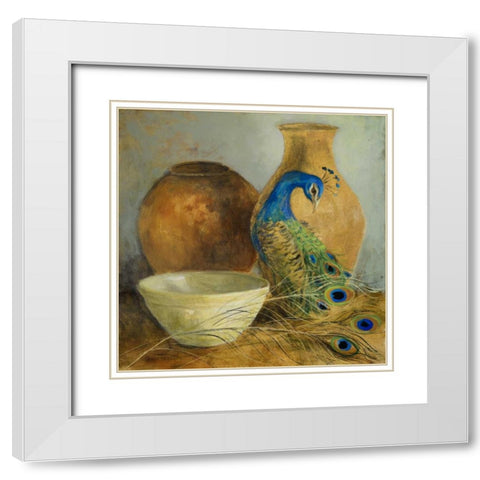 Peacock Vessels II White Modern Wood Framed Art Print with Double Matting by Loreth, Lanie