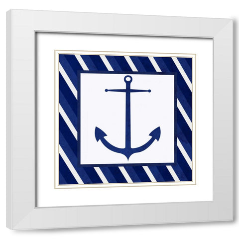 Boxed Anchor White Modern Wood Framed Art Print with Double Matting by SD Graphics Studio