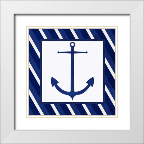 Boxed Anchor White Modern Wood Framed Art Print with Double Matting by SD Graphics Studio