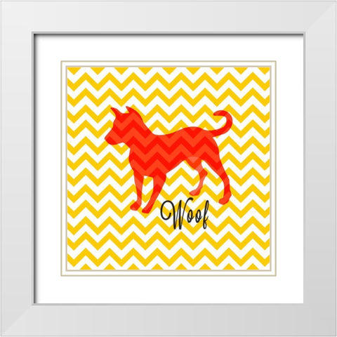Chevron Dog White Modern Wood Framed Art Print with Double Matting by Studio, Sd Graphics