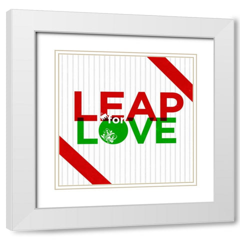 Leap for Love White Modern Wood Framed Art Print with Double Matting by SD Graphics Studio